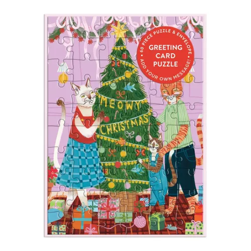 Meowy Christmas Greeting Card Puzzle (Jigsaw Products)