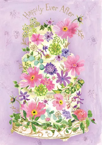 Floral Wedding Cake Greeting Card single