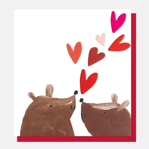 Two Bears With Love Hearts, Greeting Card