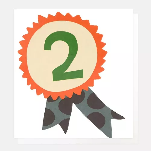 Age 2 Rosette With Spot Ribbons, Greeting Card