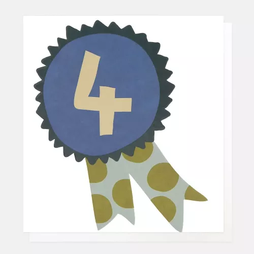 Age 4 Rosette With Spot Ribbons, Greeting Card
