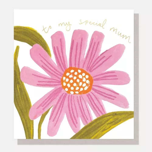 To My Special Mum Big Painted Pink Flower Head, Greeting Card