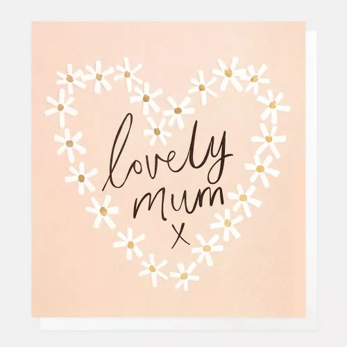 Lovely Mum X Daisy Heart On Pink, Greeting Card