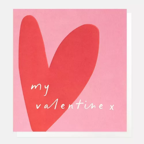 My Valentine X Red Heart On Pink, Greeting Card