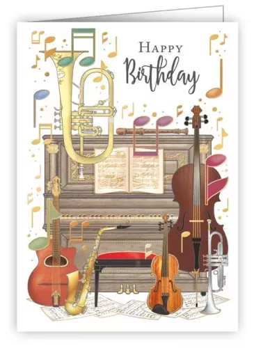 Happy Birthday, Music instruments, Mini card