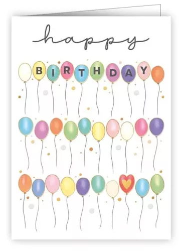 Happy Birthday, Balloons, Mini card