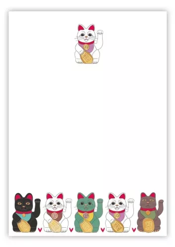 Lucky Waving Cats, Slant Note Block, Quire Stationary