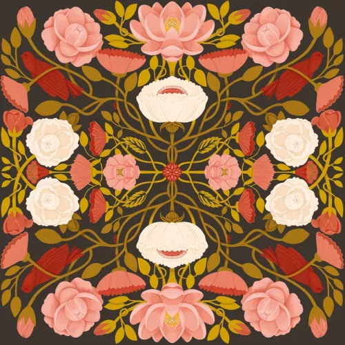 Herbarium White & Pink Floral Dark Card