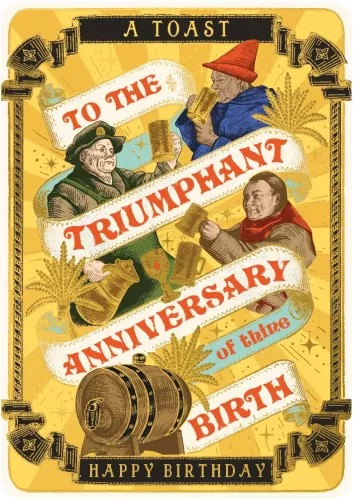 Huzzah Triumphant Anniversary Birthday Card