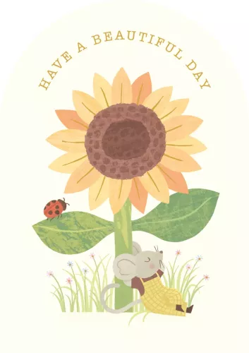 Little Mouse Sunflower Birthday Card