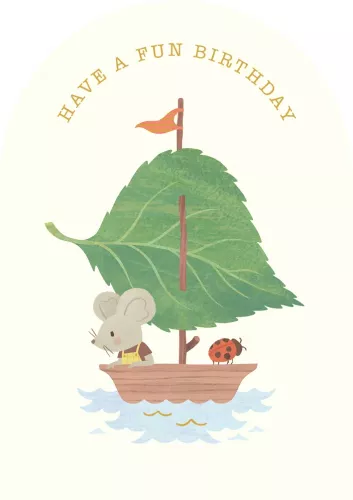 Little Mouse Boat Birthday Card