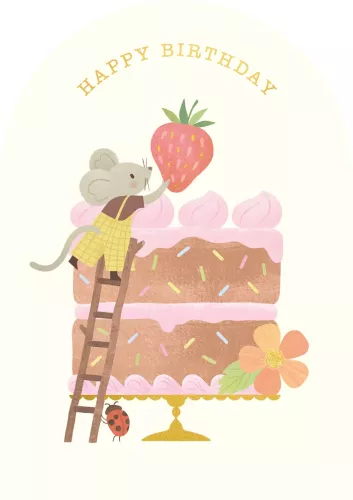 Little Mouse Cake Birthday Card