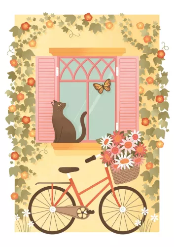 Under The Apple Tree Cat Windowsill Card