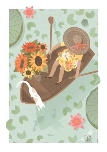 Under The Apple Tree Row Boat Card