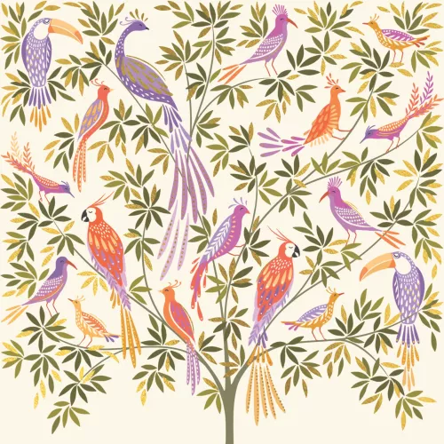 Sara Miller Tropical Birds In Tree Card