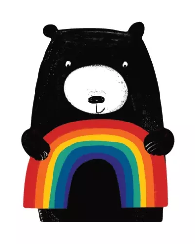 Bear & Rainbow Wooden Pin Badge