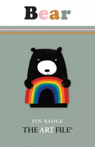 Bear & Rainbow Wooden Pin Badge