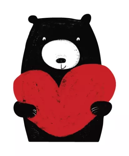 Bear & Heart Wooden Pin Badge