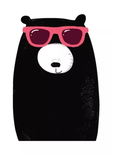 Bear In Sunglasses Wooden Pin Badge