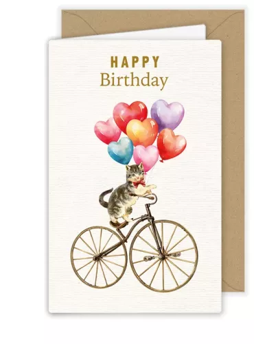 Happy Birthday Bicycle Kitten, Greeting Card
