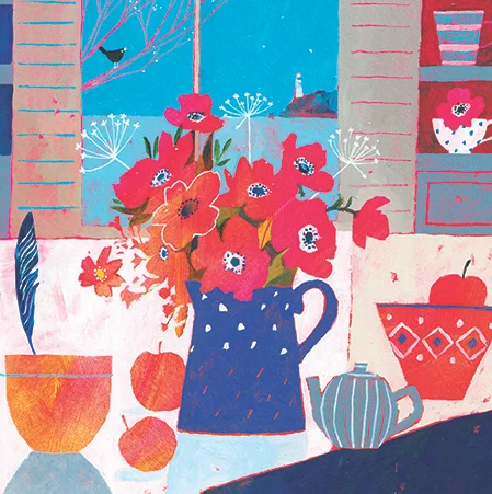 Bday Open / Anemone Jug, Greeting Card