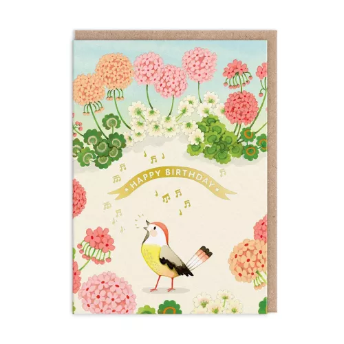 Geranium and Bird, Greeting Card (A6)