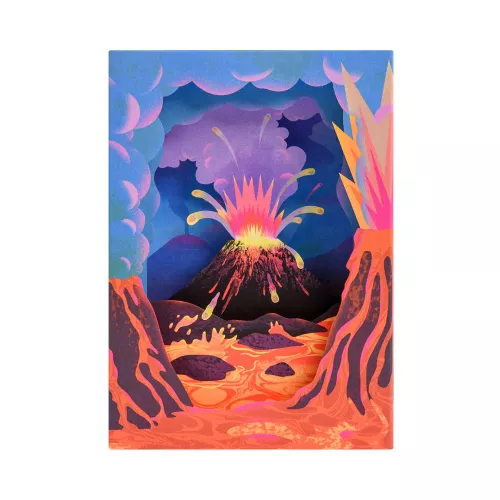 Volcano, Greeting Card - Layers (3D)