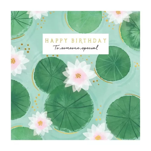 Watercolour Water Lilies, Greeting Card