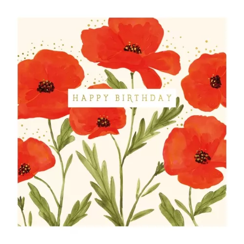 Watercolour Poppies, Greeting Card