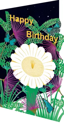 Night Flower Birthday Lasercut Card