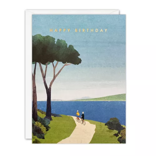 Cycling by the Sea Birthday Card