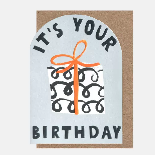 It'S Your Birthday Squiggle Wrapped Present, Greeting Card