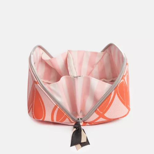 Pink/Orange Linked Hearts Diagonal Cosmetic Bag