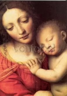 The Virgin, holding the sleeping Baby Jesus, Bernardino Luini, Greeting Card