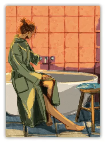 Taking a bath, Postcard
