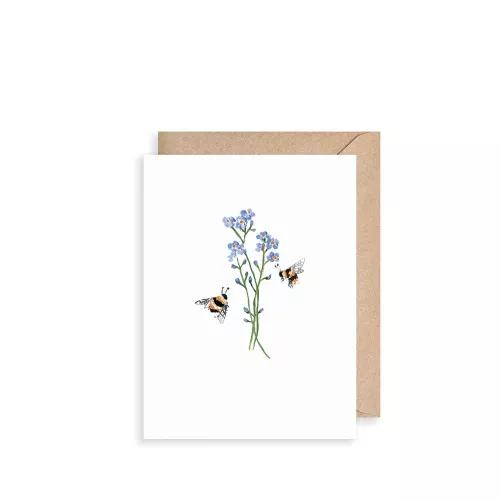 Bees And Forget-Me-Nots, Mini Card