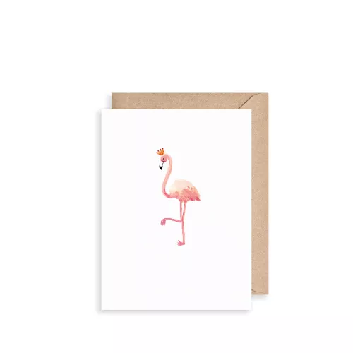 Flamingo With Crown, Mini Card