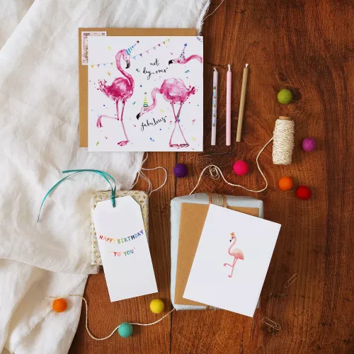 Flamingo With Crown, Mini Card