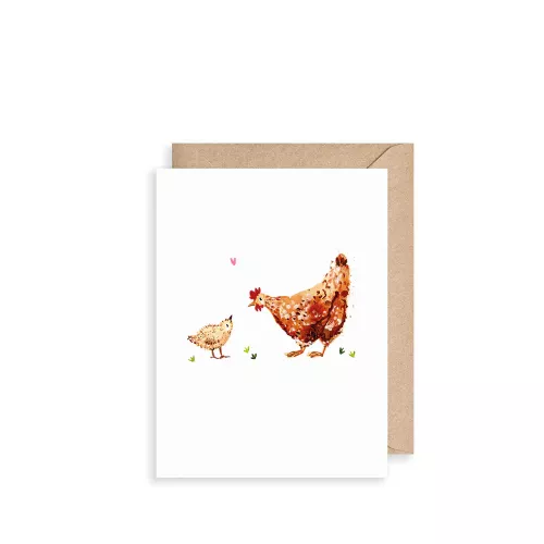 Chicken And Chick, Mini Card