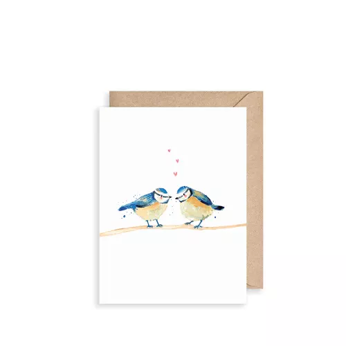 Blue Tit Couple, Mini Card