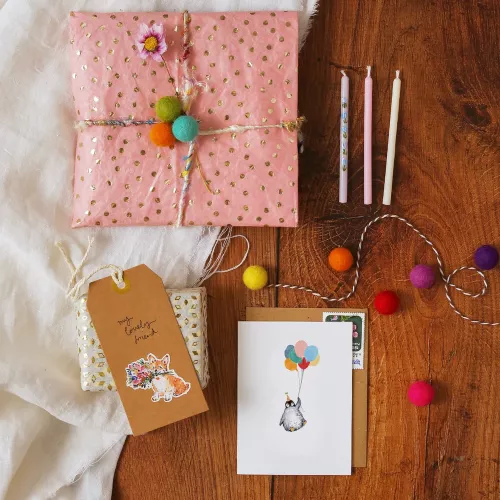 Penguin And Balloons, Mini Card
