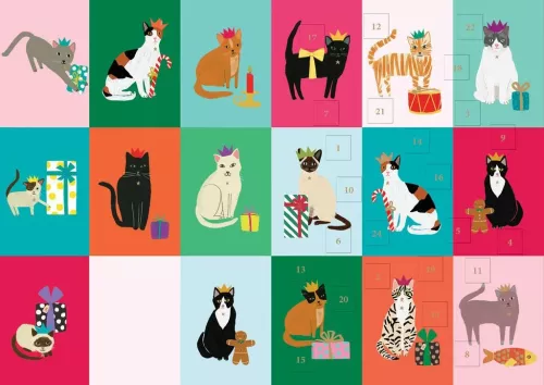 Cat Checkerboard Advent Calendar Card