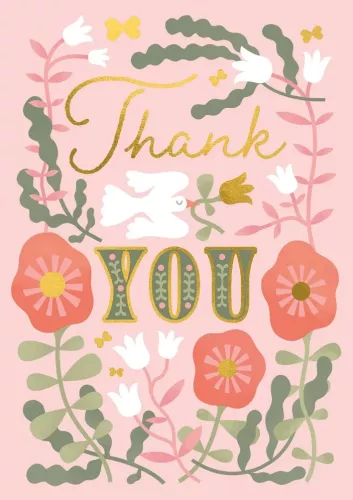 Thank You Birds Flowers, Greeting Card