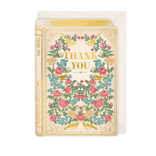 Floral Book Thank You, Greeting Card