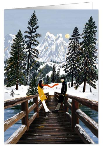 Couple on Bridge, Christmas Greeting Card