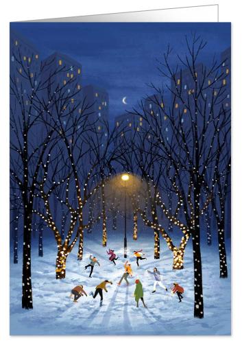 Snowfight in the Park, Christmas Greeting Card