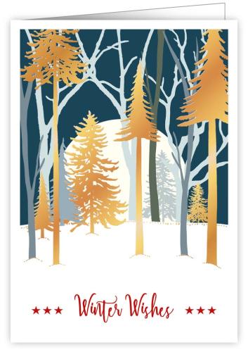 Winter landscape (Golden Trees), Christmas Greeting Card