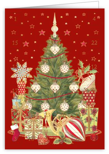 Christmas Tree with Presents, Advent Calender Card