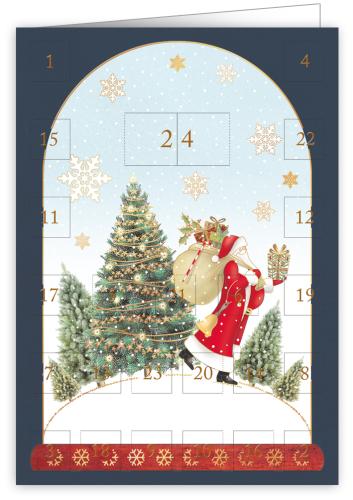 Santa in Snow Globe, Advent Calender Card