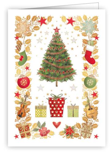 Christmas Tree Surrounded by Christmas Icons, Mini Christmas Card